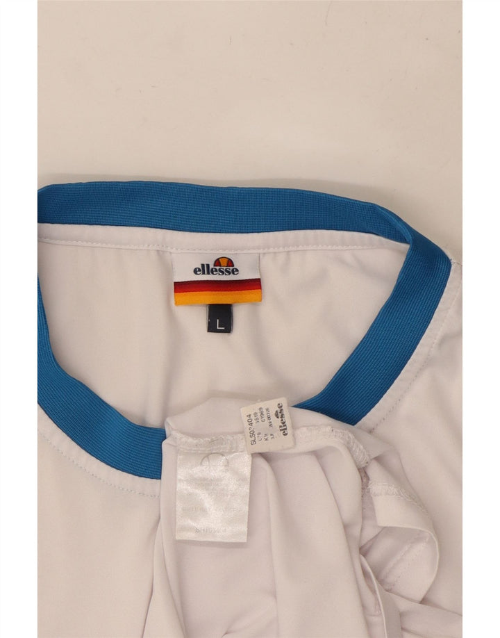 ELLESSE Mens Graphic T-Shirt Top Large White Polyester