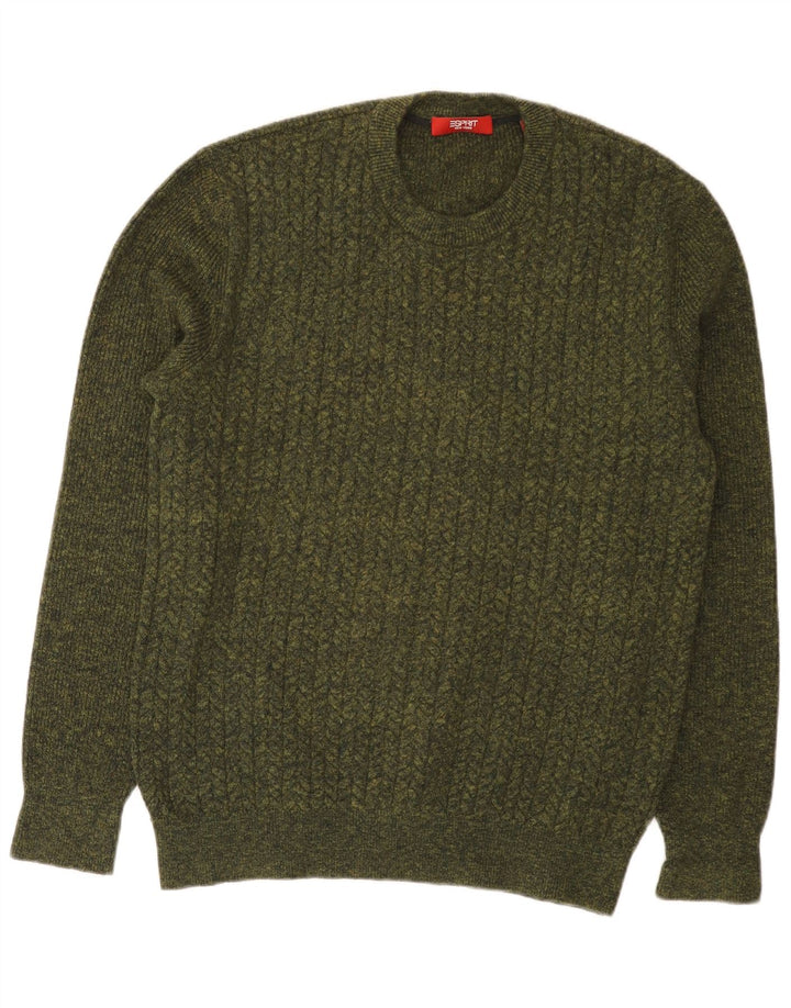 Esprit Mens Crew Neck Jumper Sweater Medium Khaki Cotton