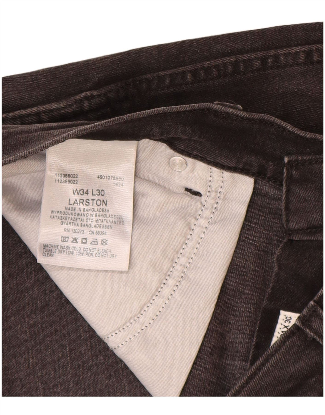 WRANGLER Mens Larston Slim Jeans W34 L30 Grey Cotton