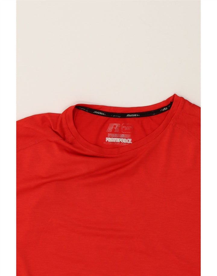 RUSSELL ATHLETIC Mens T-Shirt Top 2XL Red Polyester Vintage Russell Athletic and Second-Hand Russell Athletic from Messina Hembry 
