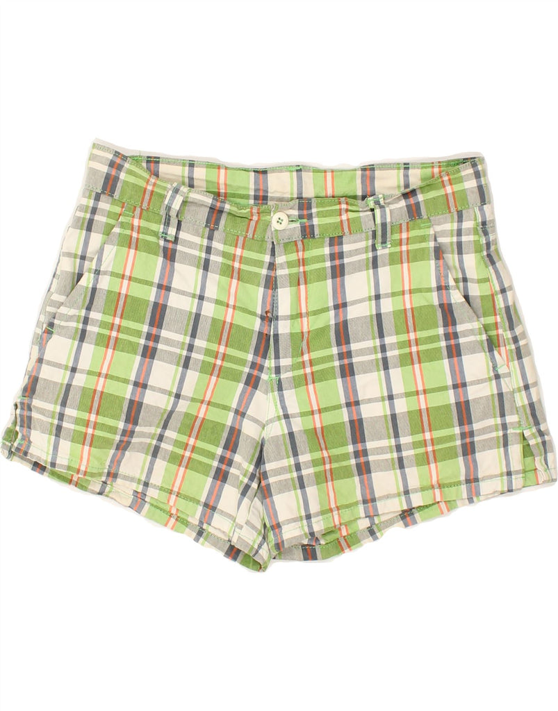 FRANKLIN MARSHALL Womens Chino Shorts W29 Medium Green Check | Vintage Franklin Marshall | Thrift | Second-Hand Franklin Marshall | Used Clothing | Messina Hembry 