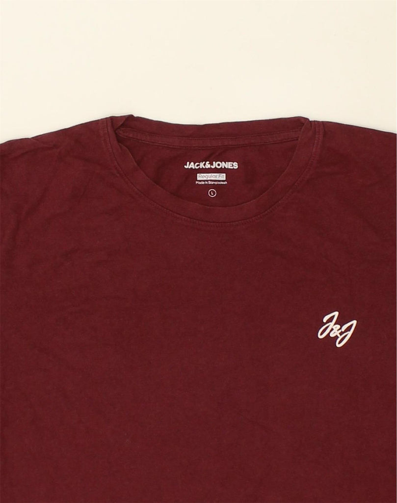 JACK & JONES Mens Regular Fit T-Shirt Top Large Burgundy Cotton | Vintage Jack & Jones | Thrift | Second-Hand Jack & Jones | Used Clothing | Messina Hembry 