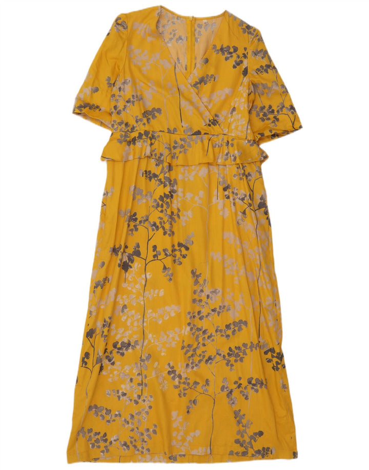 Vintage Womens Maxi Dress IT 44 Medium Yellow Floral