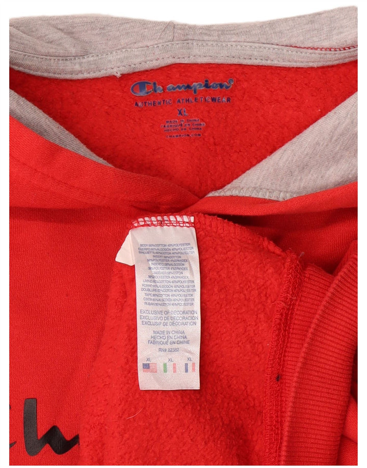 Champion Boys Graphic Hoodie Jumper 13-14 Years XL Red Cotton