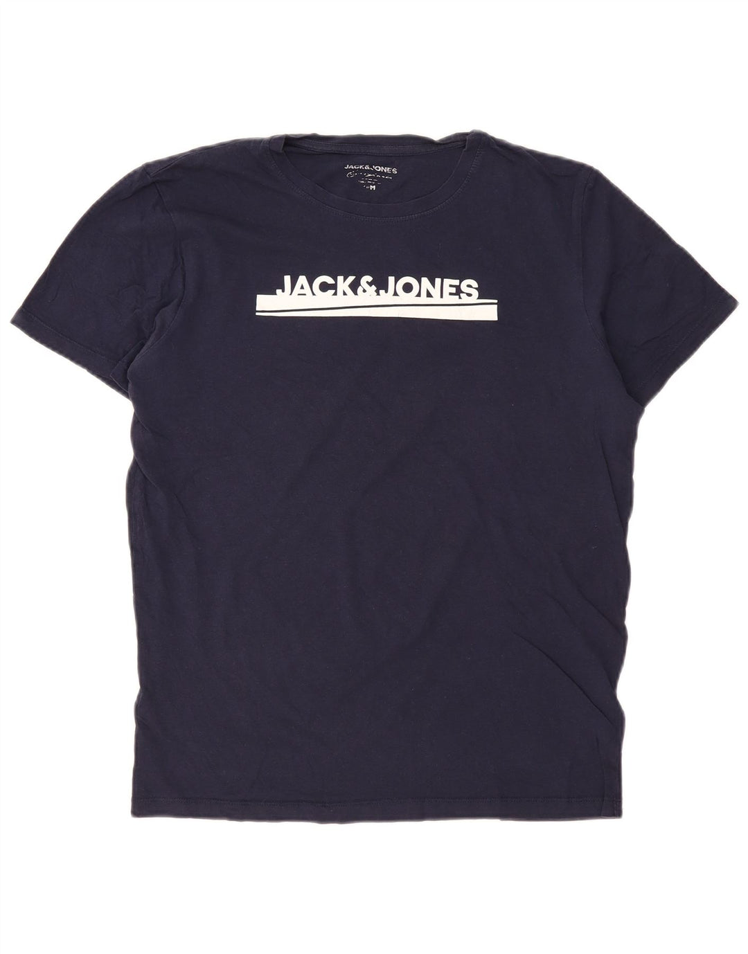 JACK & JONES Mens Graphic T-Shirt Top Medium Navy Blue Cotton
