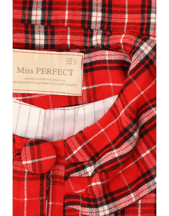 Vintage Womens Short Overcoat EU 40 Medium Red Check