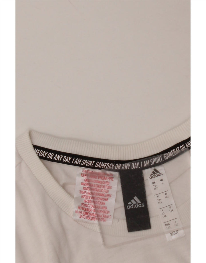 ADIDAS Boys Graphic T-Shirt Top 13-14 Years White