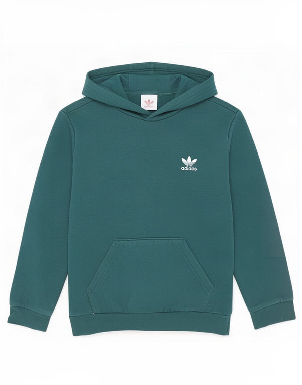 Adidas Boys Hoodie Jumper 6-7 Years Green Cotton