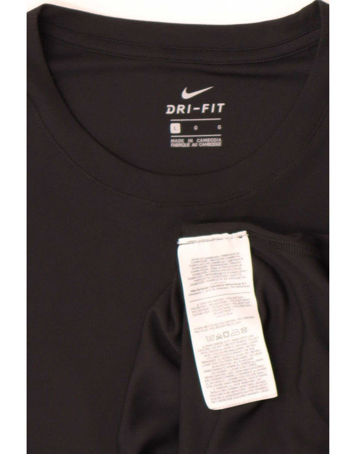 Nike Mens Dri Fit Graphic T-Shirt Top Large Black Polyester