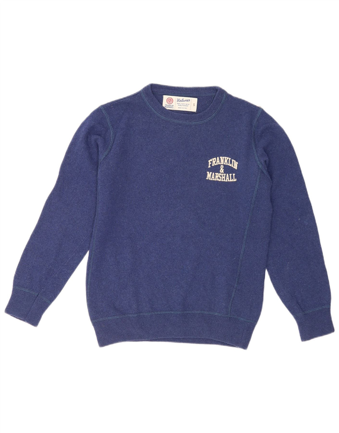Franklin Marshall Mens Graphic Crew Neck Jumper Sweater Small Navy Blue