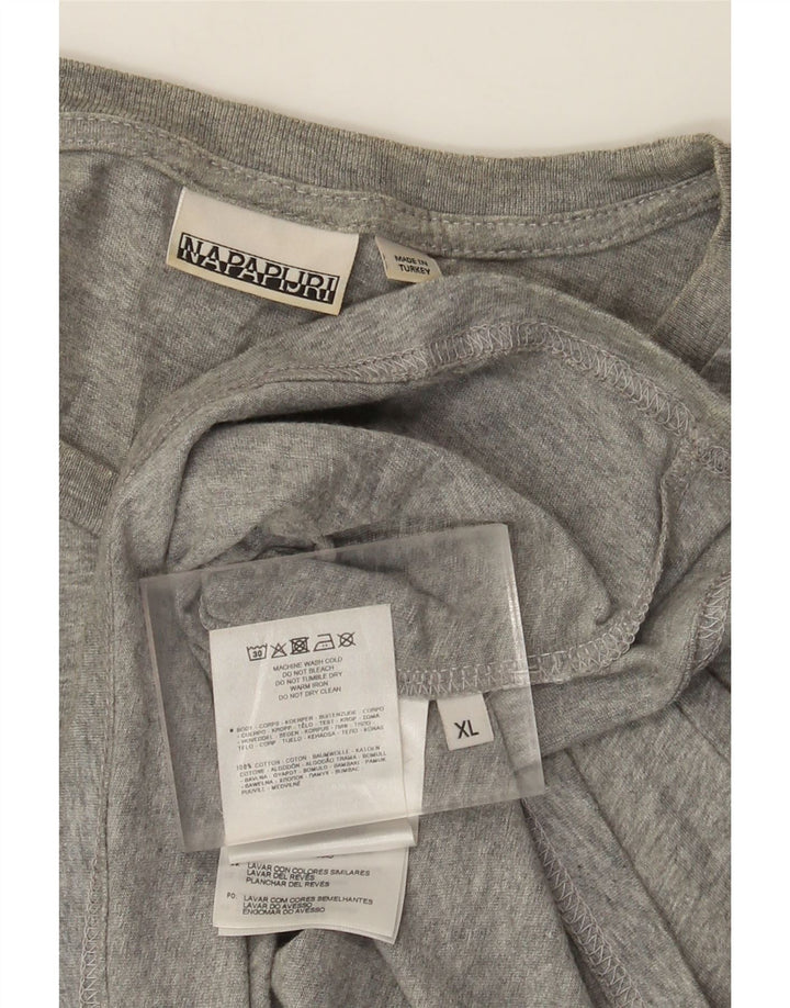 Napapijri Mens T-Shirt Top XL Grey Flecked Cotton