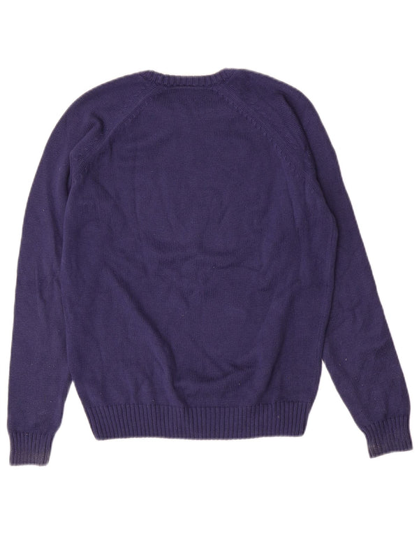 Lacoste Boys Graphic Boat Neck Jumper Sweater 11-12 Years Blue Cotton