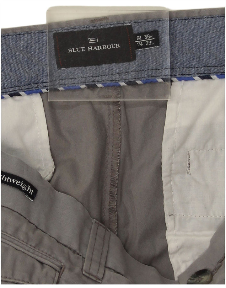Marks & Spencer Mens Blue Harbour Straight Chino Trousers W36 L29 Grey