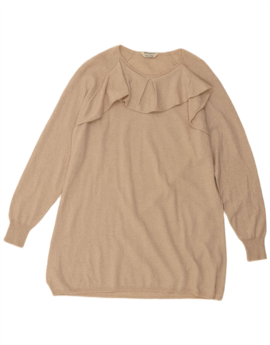 Marina Rinaldi Womens Longline Boat Neck Jumper Sweater UK 14 Medium Beige