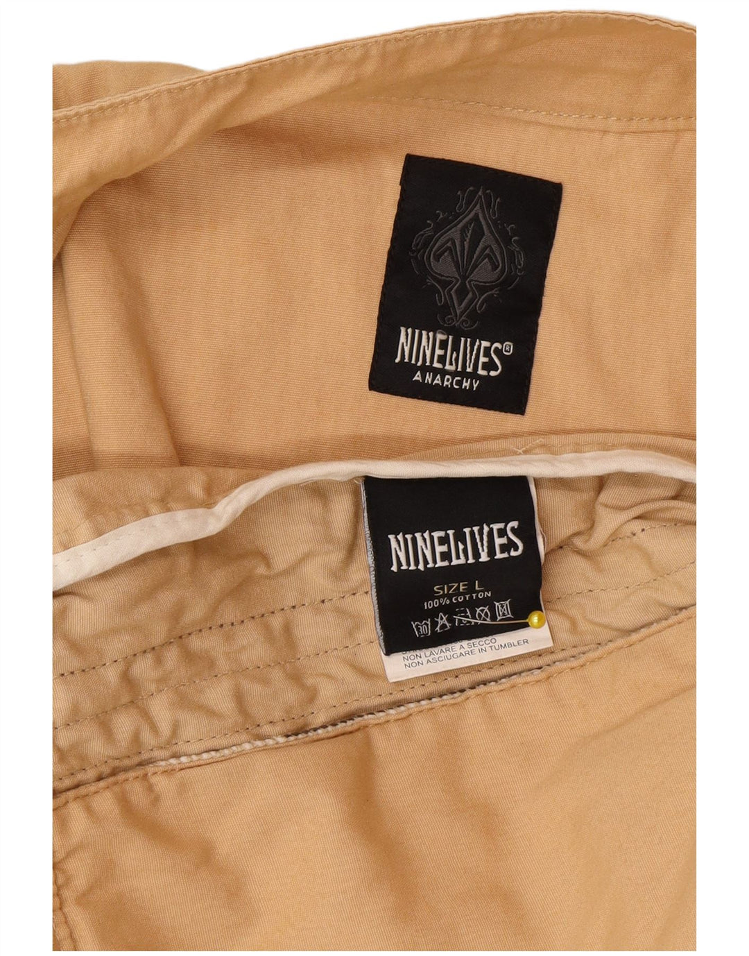 Nine Lives Anarchy Mens Bomber Jacket UK 40 Large Beige Colourblock Cotton