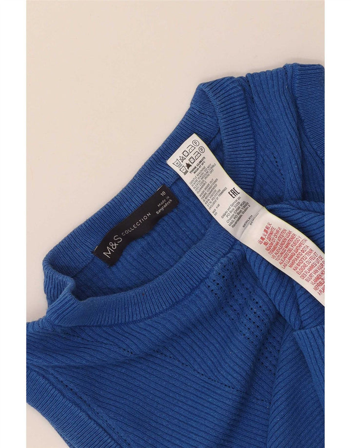 Marks & Spencer Womens Crop Vest Top UK 10 Small Blue Viscose