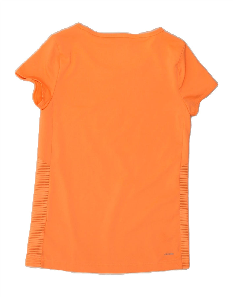 ADIDAS Girls Climalite Graphic T-Shirt Top 13-14 Years Orange Vintage Adidas and Second-Hand Adidas from Messina Hembry 