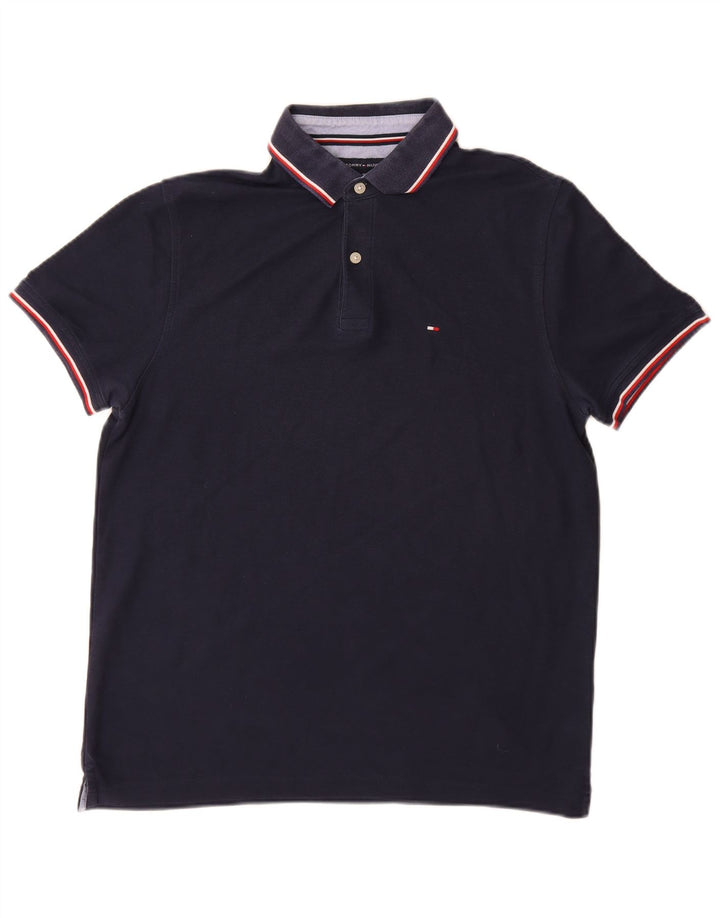 Tommy Hilfiger Mens Polo Shirt Medium Navy Blue Cotton