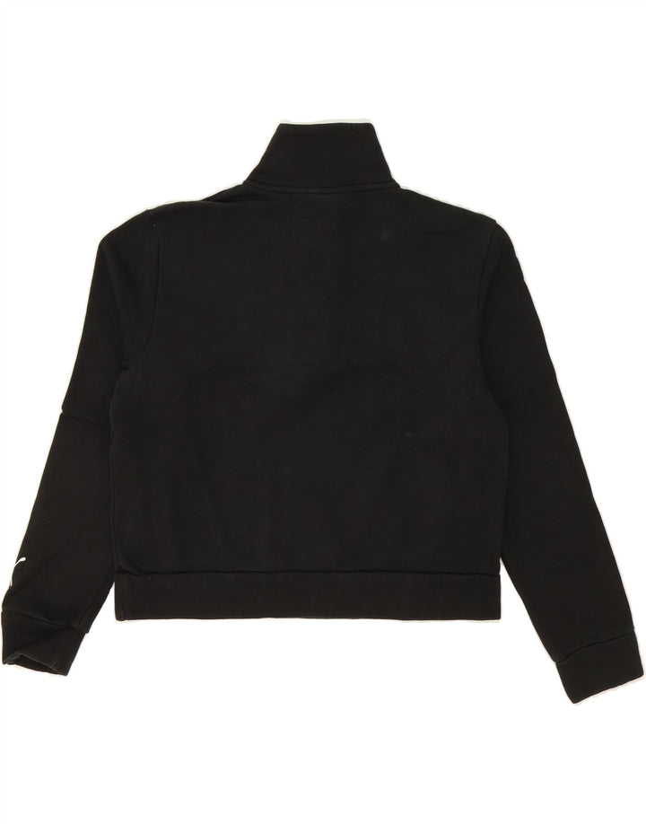 PUMA Womens Graphic Zip Neck Sweatshirt Jumper UK 14 Medium Black Cotton Vintage Puma and Second-Hand Puma from Messina Hembry 