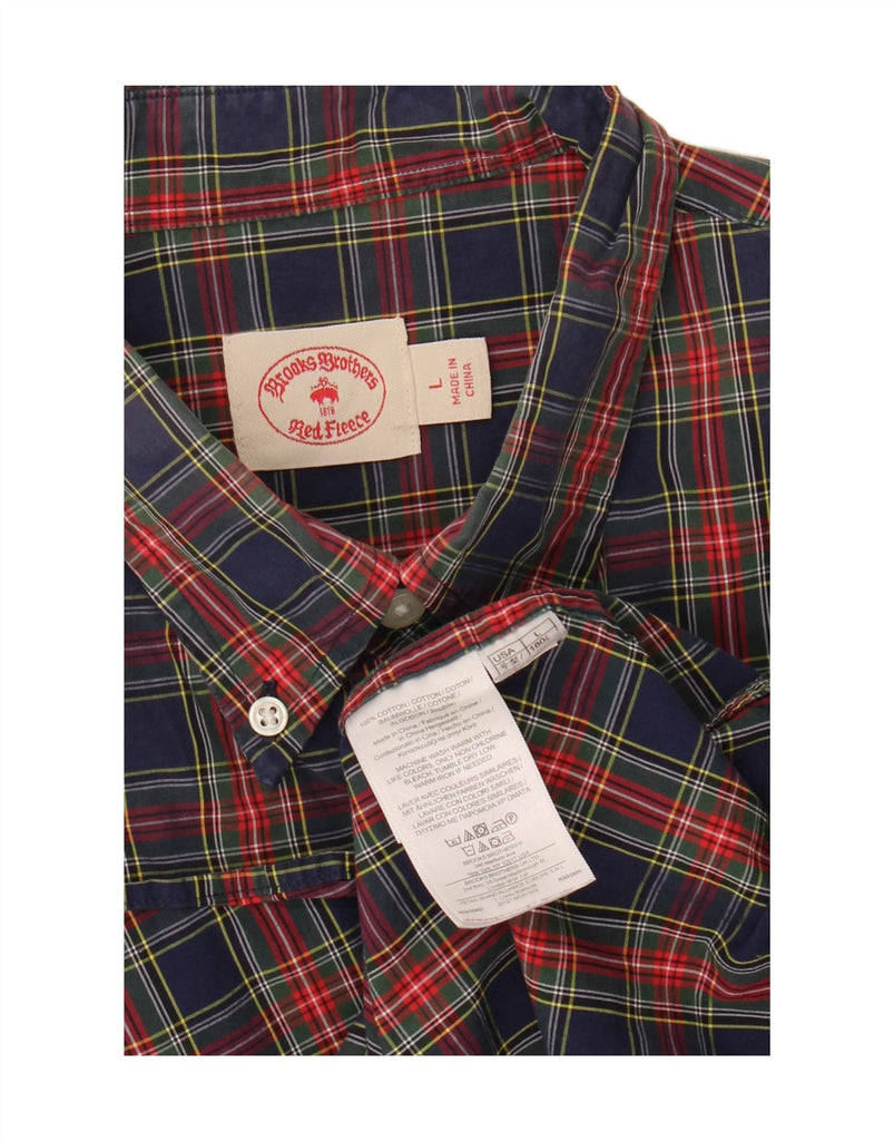 BROOKS BROTHERS Mens Shirt Large Navy Blue Check Cotton Vintage Brooks Brothers and Second-Hand Brooks Brothers from Messina Hembry 