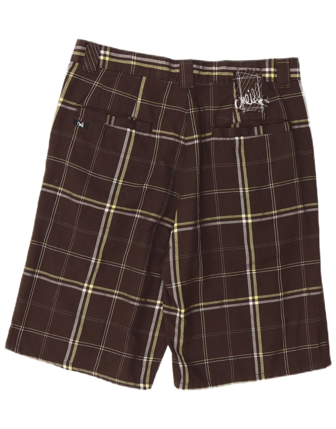 O'NEILL Mens Chino Shorts W34 Large Brown Plaid Polyester