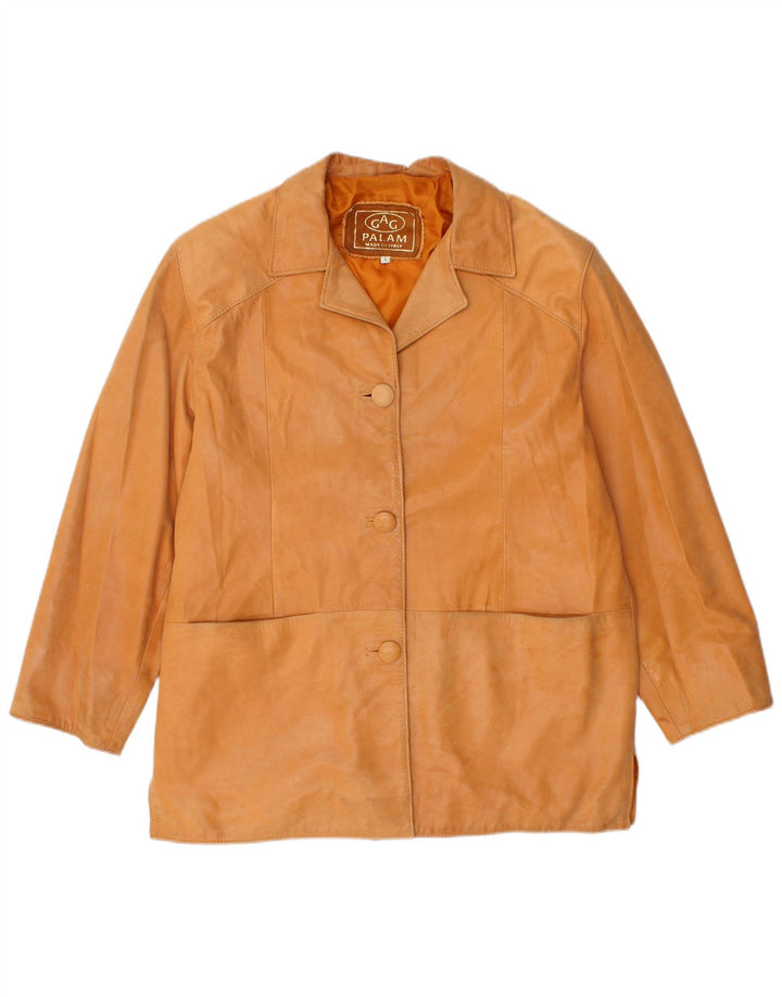 Vintage Womens Leather Jacket UK 16 Large Beige