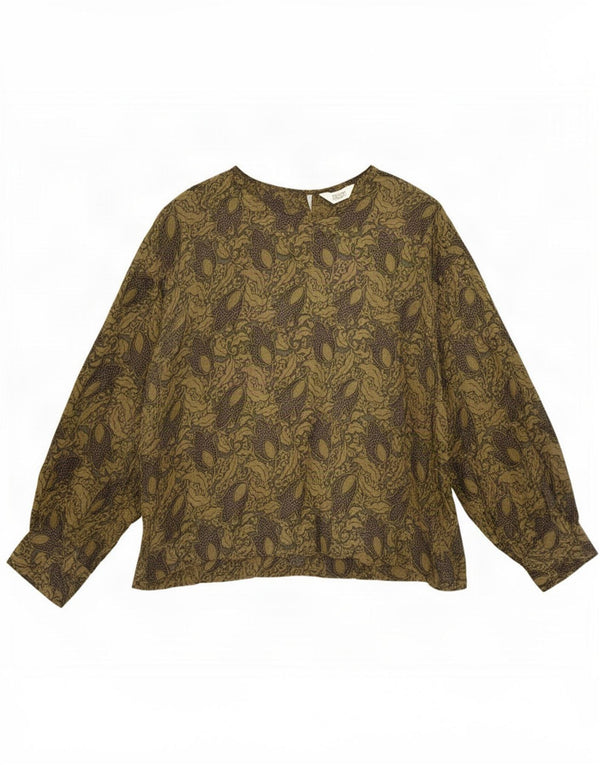 Toast Womens Top Long Sleeve UK 12 Medium Green Floral Viscose