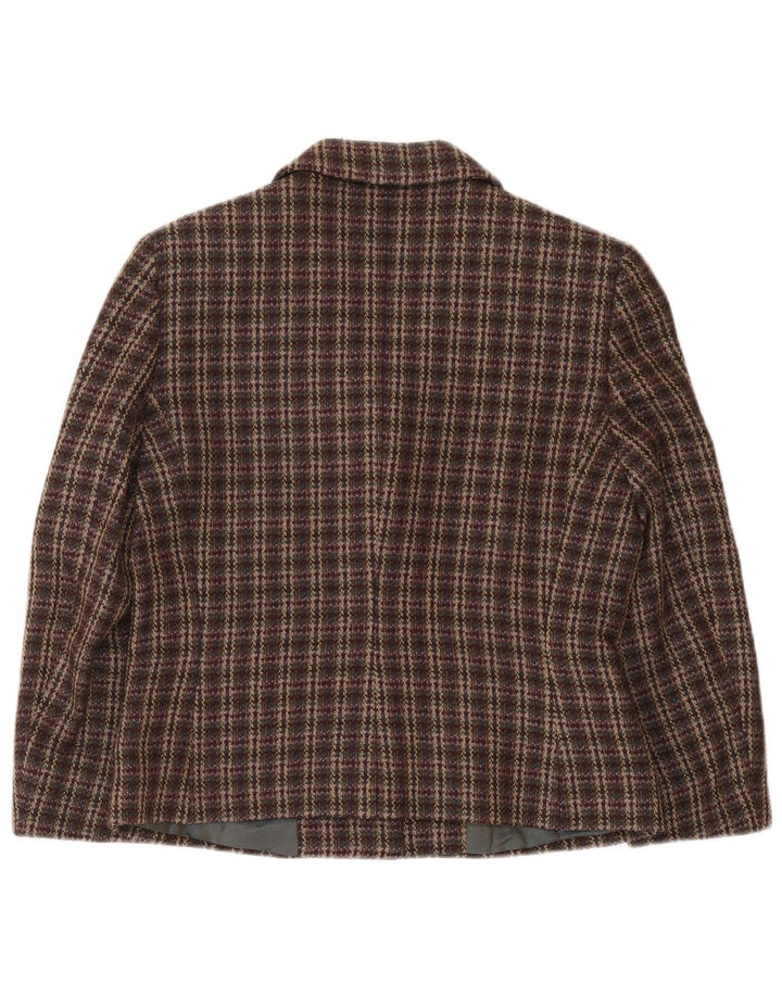 Armorica Womens 3 Button Blazer Jacket IT 44 Medium Brown Check Wool