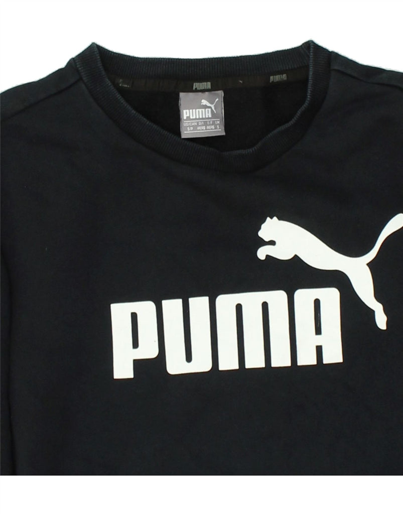 PUMA Mens Graphic Sweatshirt Jumper Small Black Cotton | Vintage Puma | Thrift | Second-Hand Puma | Used Clothing | Messina Hembry 