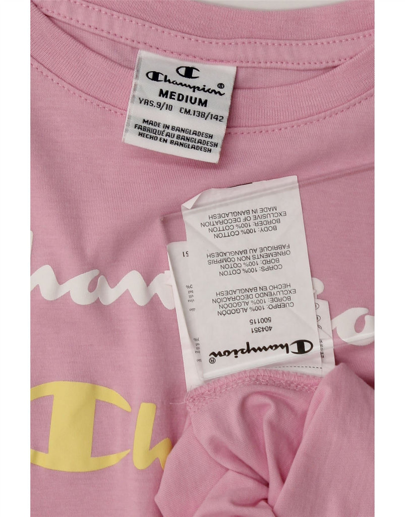 CHAMPION Girls Graphic T-Shirt Dress 9-10 Years Pink Cotton Vintage Champion and Second-Hand Champion from Messina Hembry 