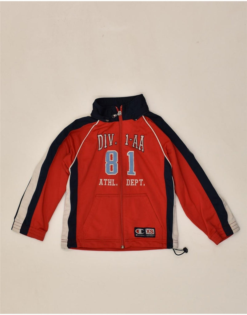 CHAMPION Boys Graphic Tracksuit Top Jacket 5-6 Years XS Red Polyester | Vintage Champion | Thrift | Second-Hand Champion | Used Clothing | Messina Hembry 