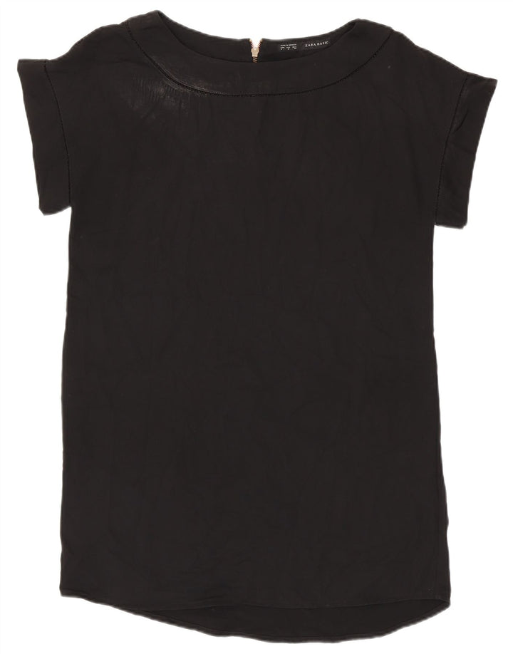 ZARA Womens Blouse Top UK 16 Large Black