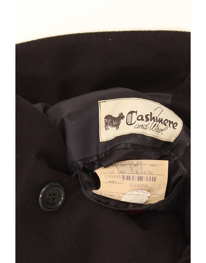 Vintage Mens Overcoat IT 48 Medium Black Cashmere