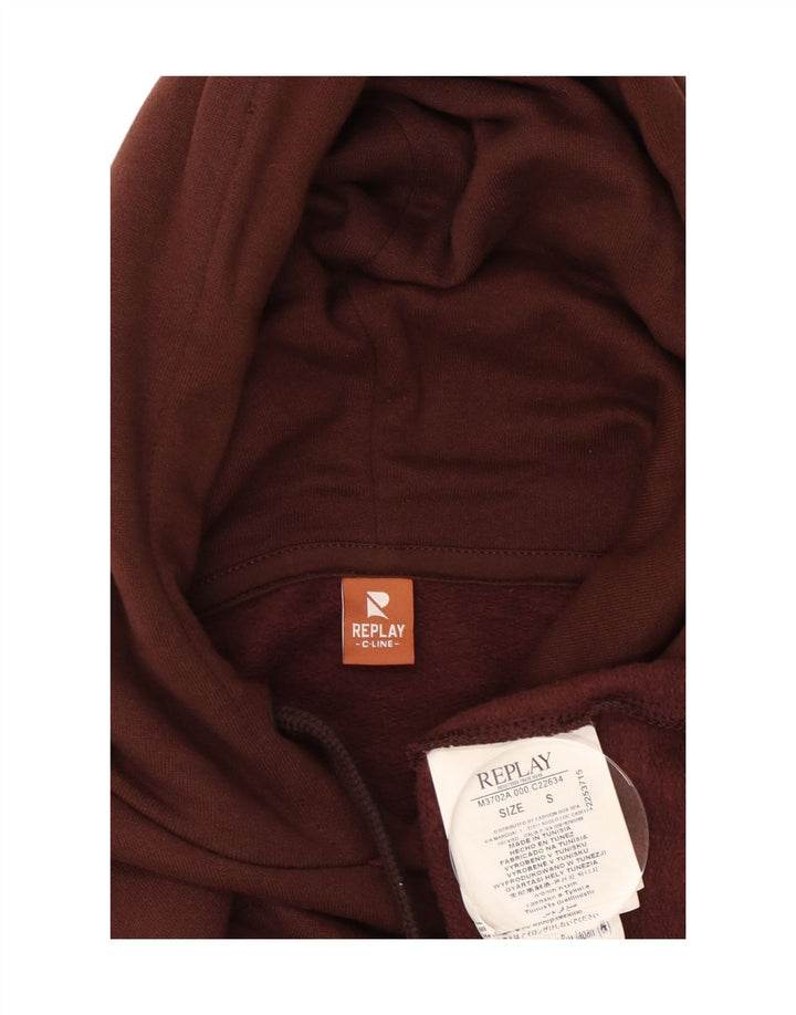 REPLAY Mens Hoodie Jumper Small Brown Cotton