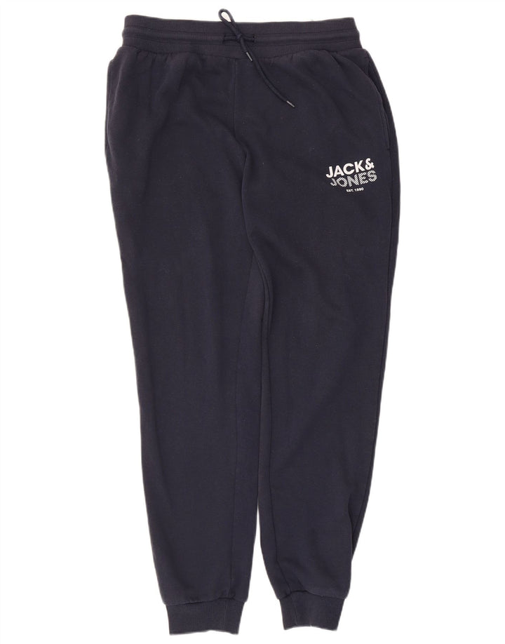 Jack & Jones Mens Tracksuit Trousers Joggers Medium  Navy Blue Cotton