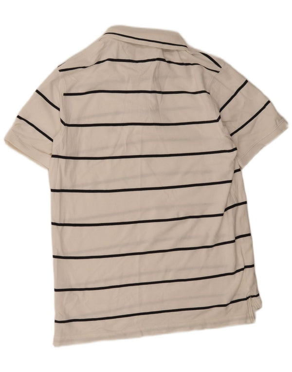 Tommy Hilfiger Mens Slim Fit Polo Shirt 2XL White Striped Cotton