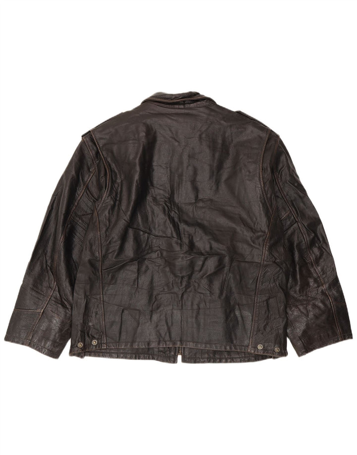 Bikers Mens Leather Biker Jacket IT 52 XL Brown Leather