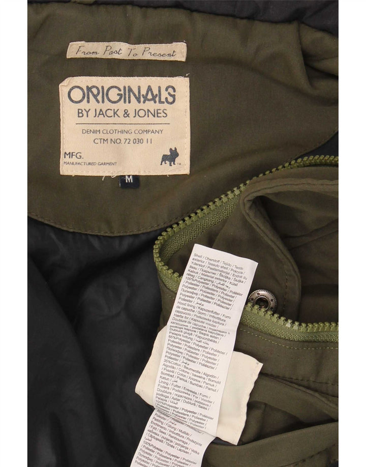 Jack & Jones Mens Hooded Windbreaker Jacket UK 38 Medium Khaki Polyester