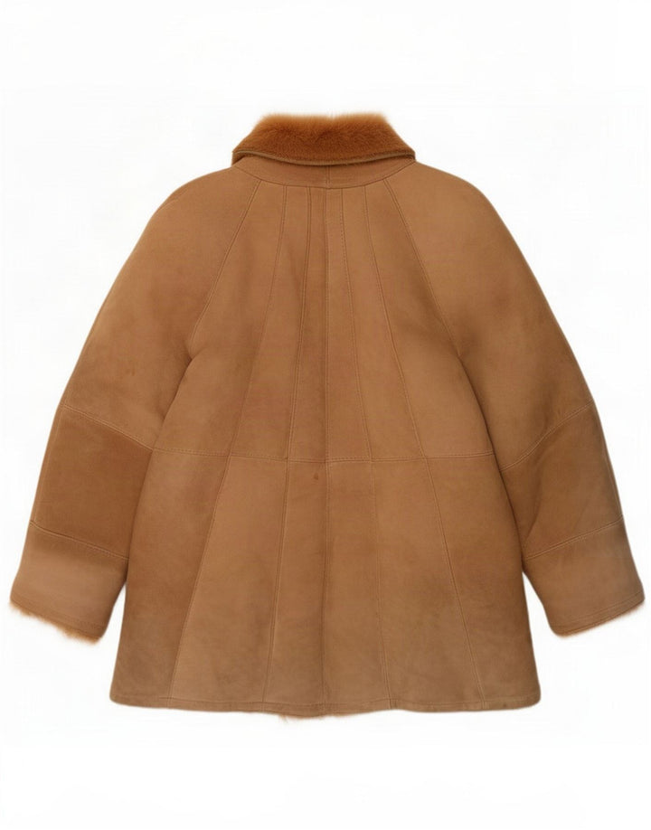 Vintage Womens Shearling Coat IT 44 Medium Beige