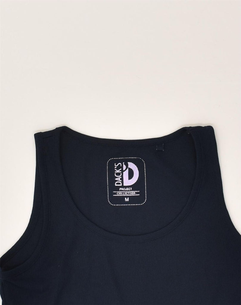 DACK'S Womens Vest Top UK 12 Medium Navy Blue Polyester | Vintage Dack's | Thrift | Second-Hand Dack's | Used Clothing | Messina Hembry 