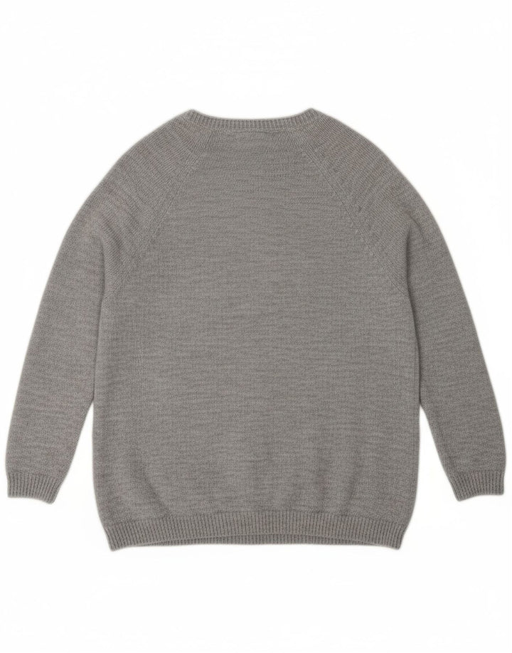 REPLAY Womens Longline Crew Neck Jumper Sweater UK 14 Medium Grey Acrylic