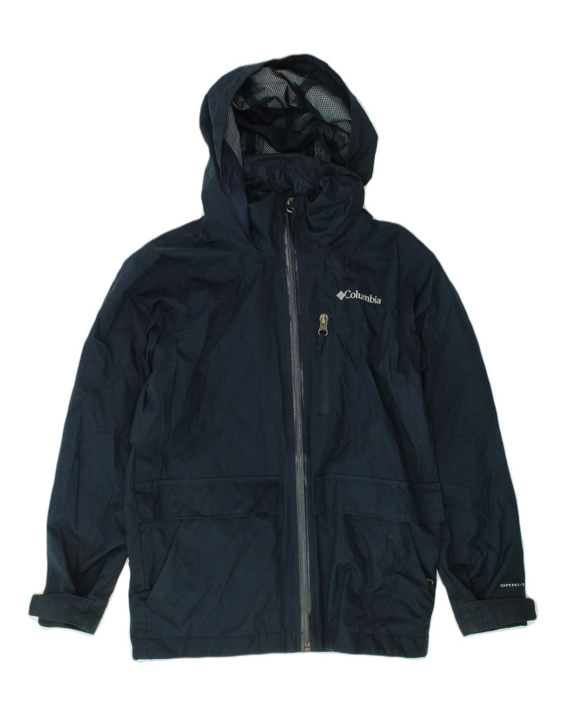 COLUMBIA Boys Hooded Rain Jacket 7-8 Years Small Navy Blue Polyester | Vintage Columbia | Thrift | Second-Hand Columbia | Used Clothing | Messina Hembry 