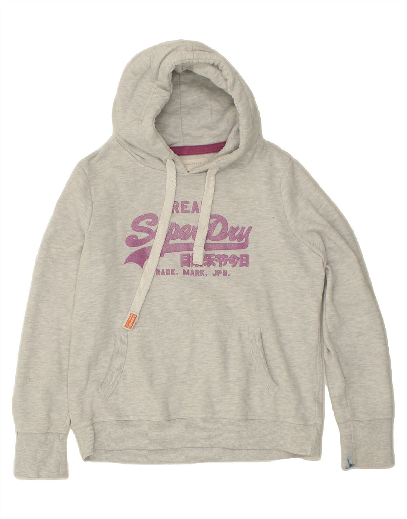 SUPERDRY Womens Graphic Hoodie Jumper UK 18 XL Grey Cotton | Vintage Superdry | Thrift | Second-Hand Superdry | Used Clothing | Messina Hembry 