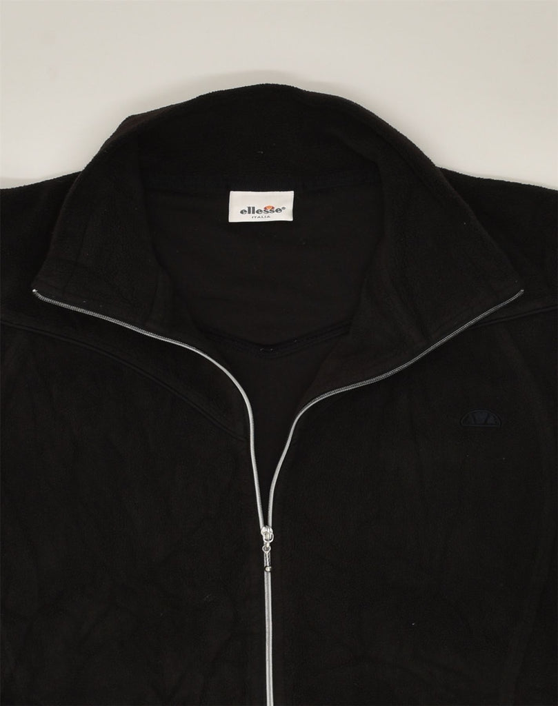 ELLESSE Womens Fleece Jacket UK 14 Medium Black Polyester | Vintage Ellesse | Thrift | Second-Hand Ellesse | Used Clothing | Messina Hembry 