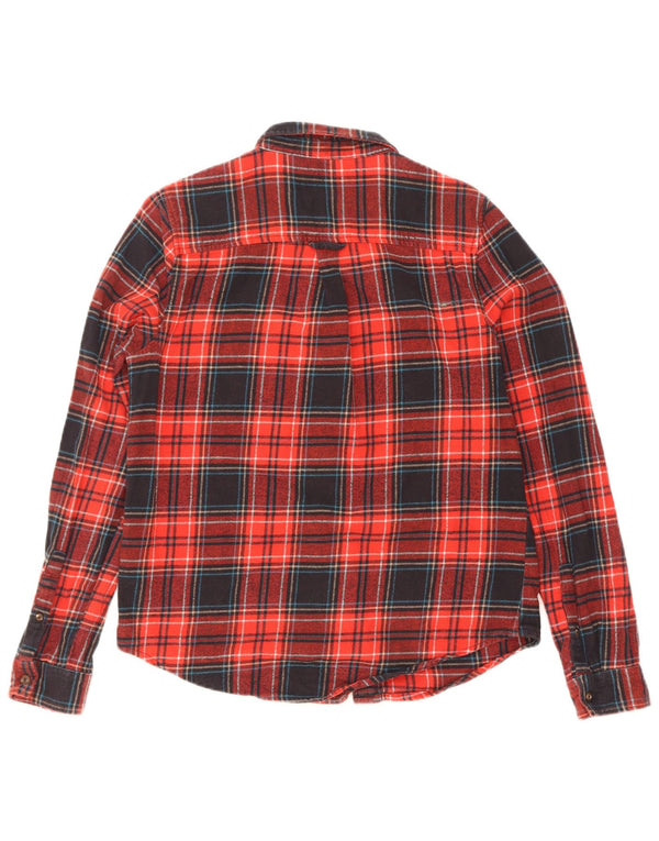 Superdry Womens Flannel Shirt UK 10 Small Red Check Cotton