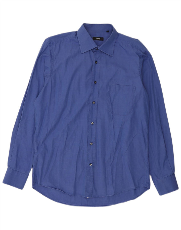 HUGO BOSS Mens Shirt Size 40 15 3/4 Medium Blue Cotton