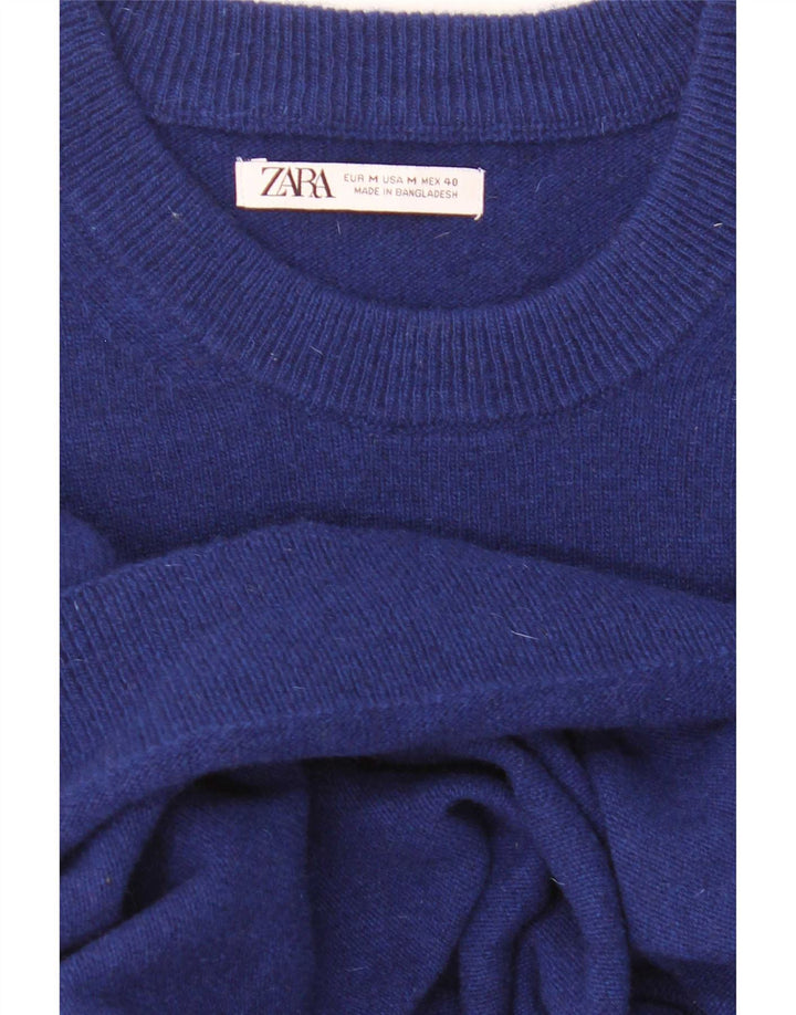 Zara Mens Crew Neck Jumper Sweater Medium Blue