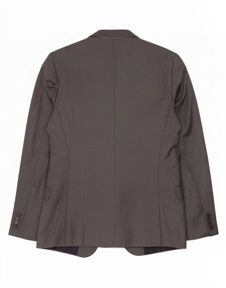 Zara Mens 2 Button Blazer Jacket EU 48 Medium Grey Polyester