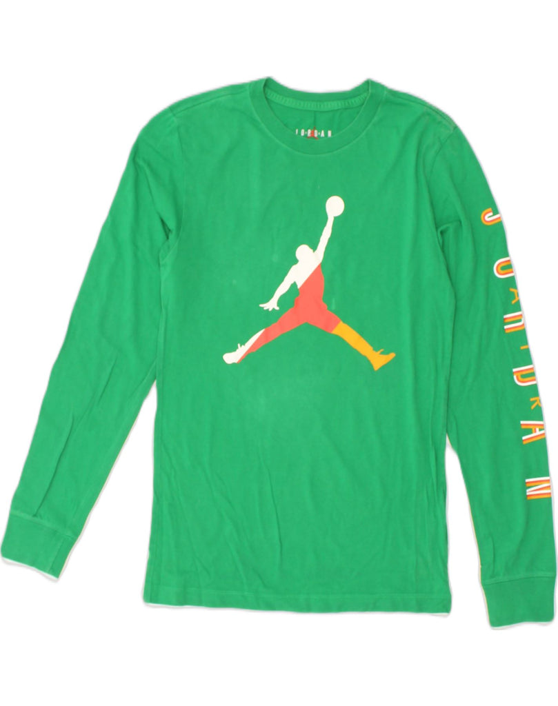 JORDAN Mens Standard Fit Graphic Top Long Sleeve XS Green Cotton | Vintage Jordan | Thrift | Second-Hand Jordan | Used Clothing | Messina Hembry 