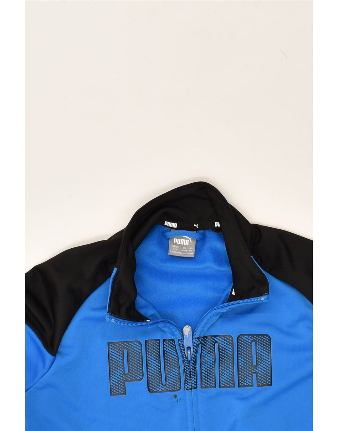 PUMA Boys Graphic Tracksuit Top Jacket 9-10 Years Blue Colourblock | Vintage Puma | Thrift | Second-Hand Puma | Used Clothing | Messina Hembry 